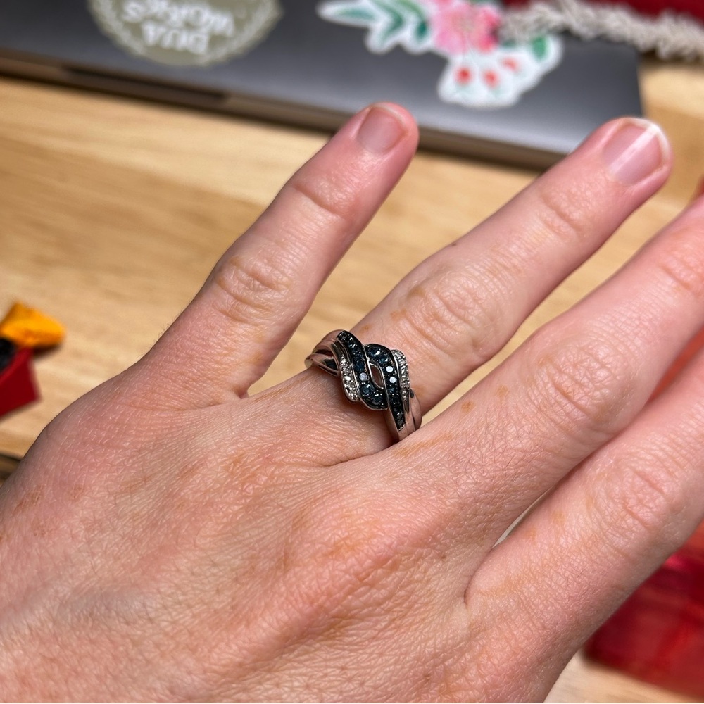 Sterling Silver Ring (size 7) with blue stones